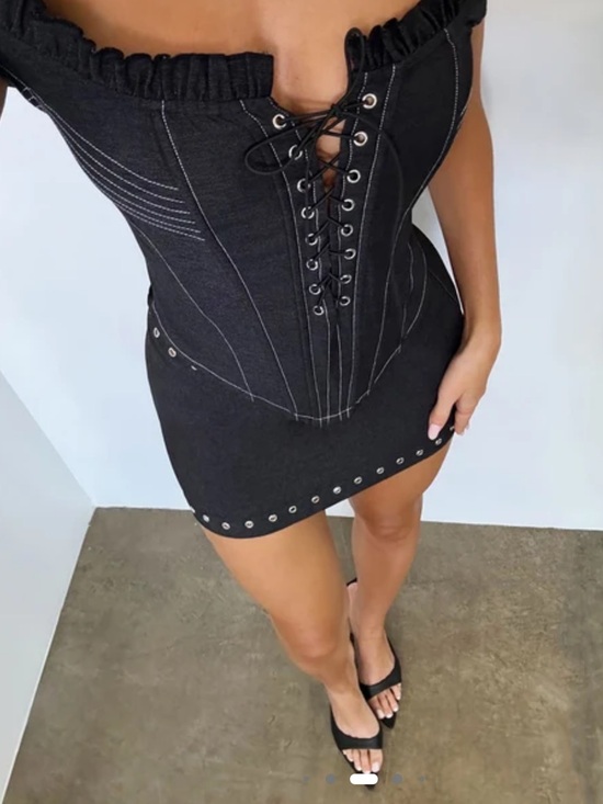Fashion Nova Dresses & Skirts - Black Lace-Up Corset and skirt
